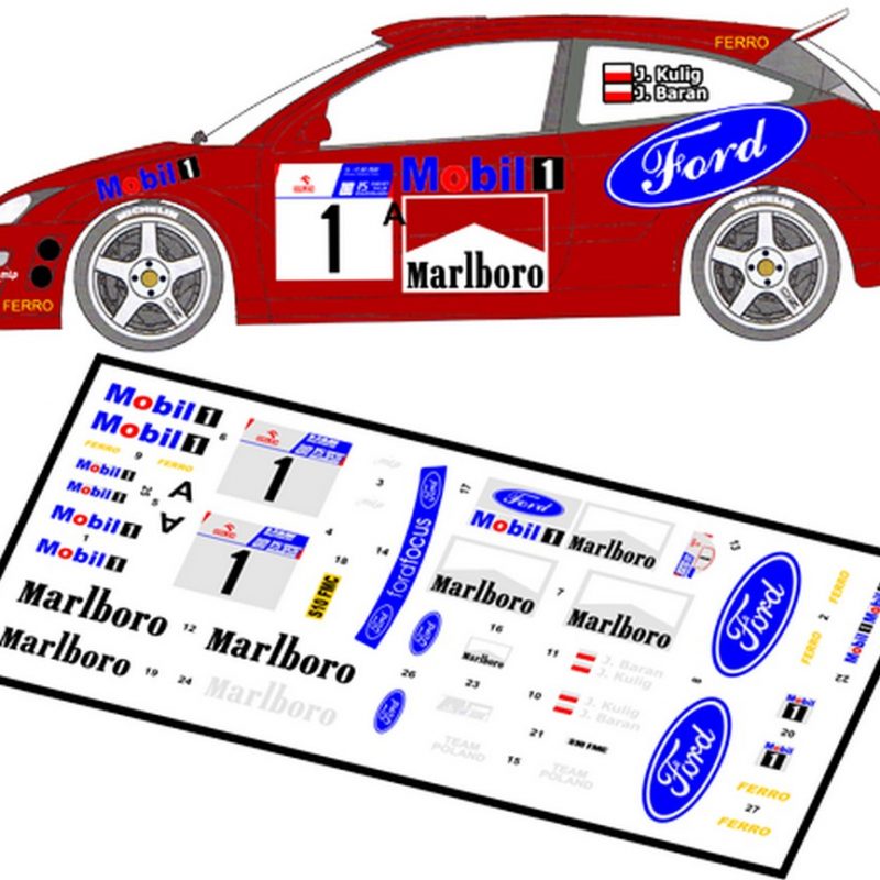 DECALS 1/43 FORD FOCUS WRC #1 - KULIG - RALLYE ZIMOWY DOLNOSLASKI 2001 - D43001
