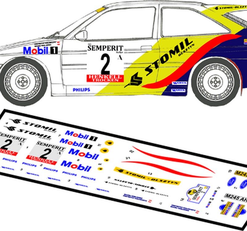 DECALS 1/43 FORD ESCORT COSWORTH -#2 - HOLOWCZYC - SEMPERIT RALLYE 1996 - D43007
