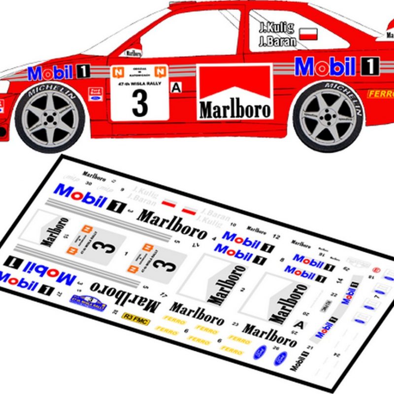 DECALS 1/43 FORD ESCORT WRC - #3 - KULIG - RALLYE WISLY 1999 - D43008
