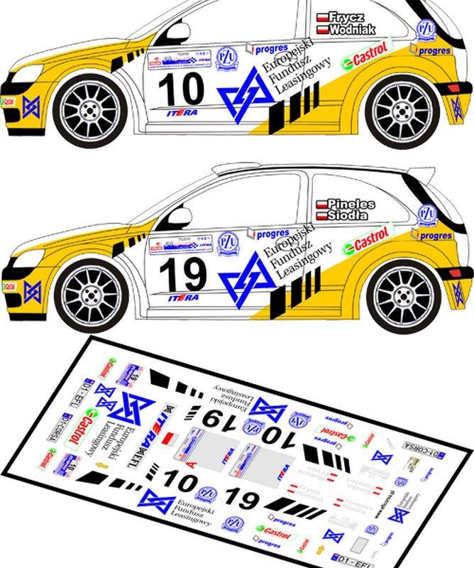 DECALS 1/43 OPEL CORSA S1600 #19 ou #10 FRYCZ - RALLYE DE POLOGNE 2002 - D43016