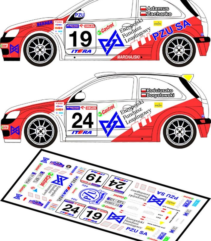 DECALS 1/43 OPEL CORSA S1600 - #19 ou #24 - RALLYE DE POLOGNE 2003 - D43017