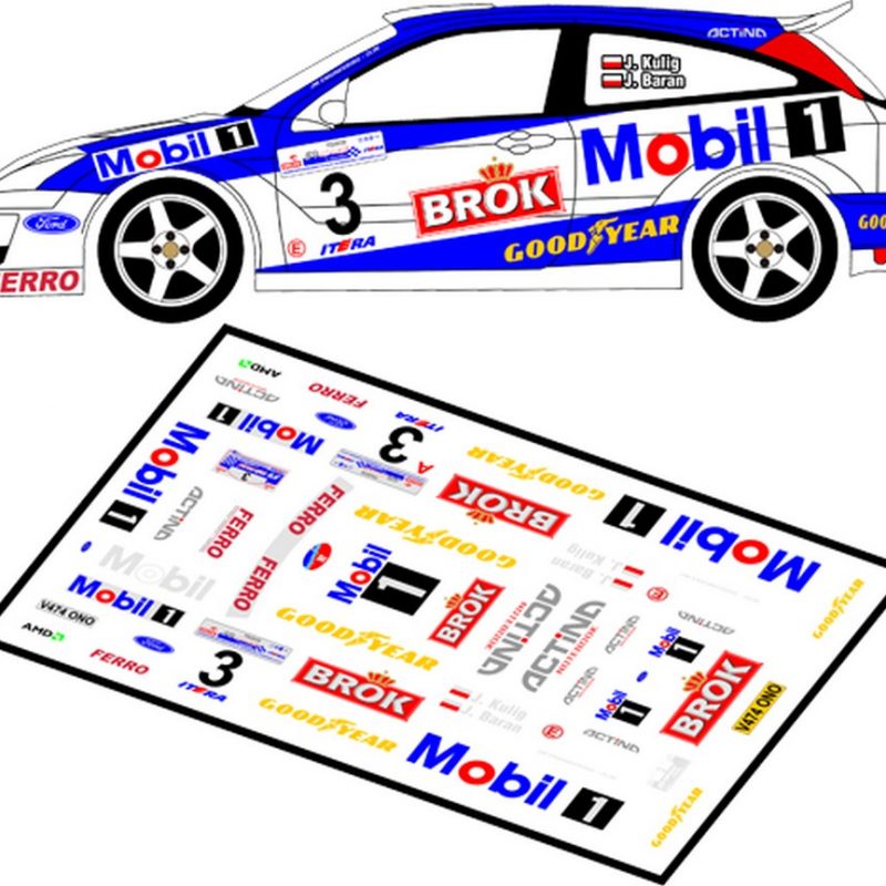 DECALS 1/43 FORD FOCUS RS WRC - #3 - KULIG - RALLYE DE POLOGNE 2002 - D43025