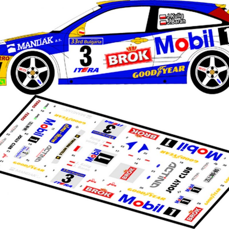 DECALS 1/43 FORD FOCUS RS WRC - #3 - KULIG - RALLYE DE BULGARIE 2002 - D43060