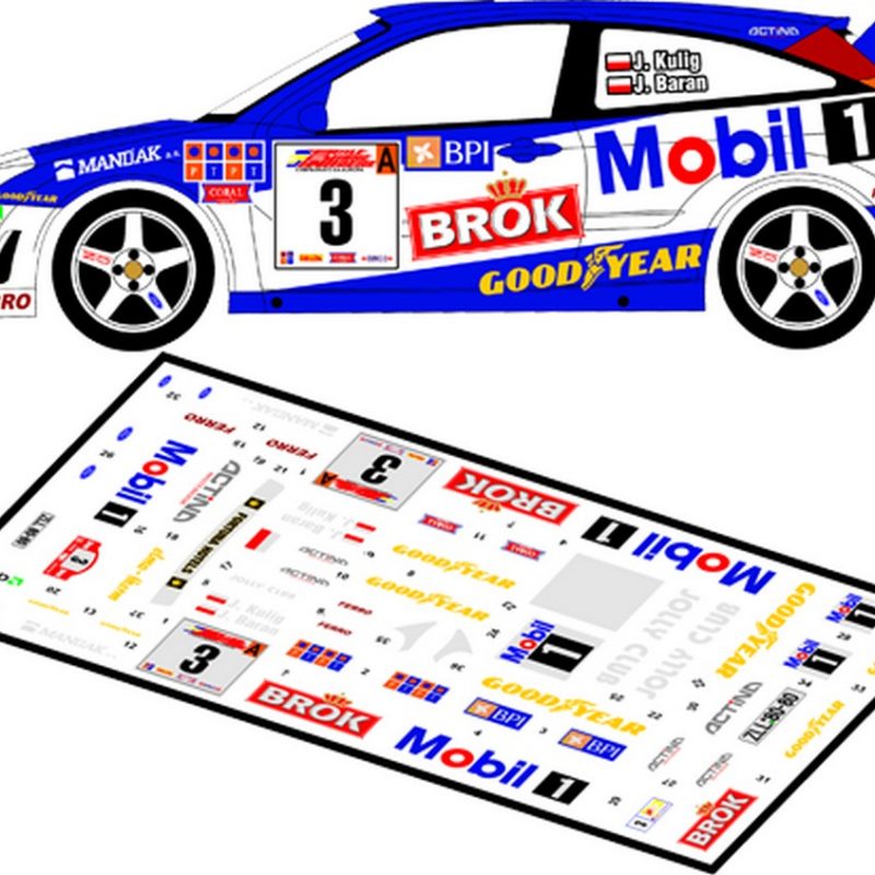 DECALS 1/43 FORD FOCUS RS WRC - #3 - KULIG - RALLYE DE MADERE 2002 - D43062