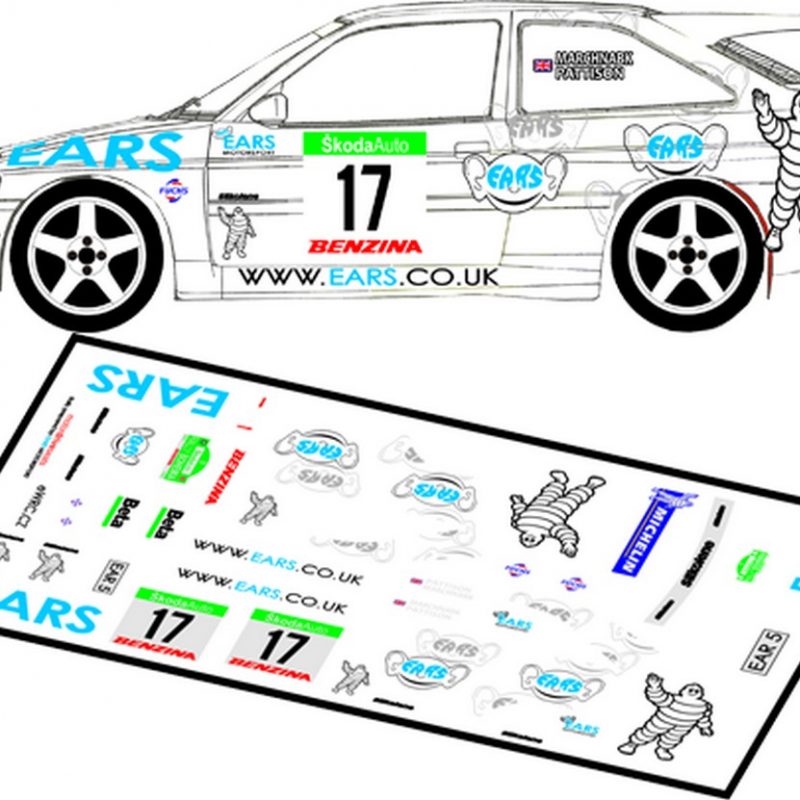 DECALS 1/43 FORD ESCORT COSWORTH #17 - PATTISON - RALLY BOHEMIA 2003 - D43081