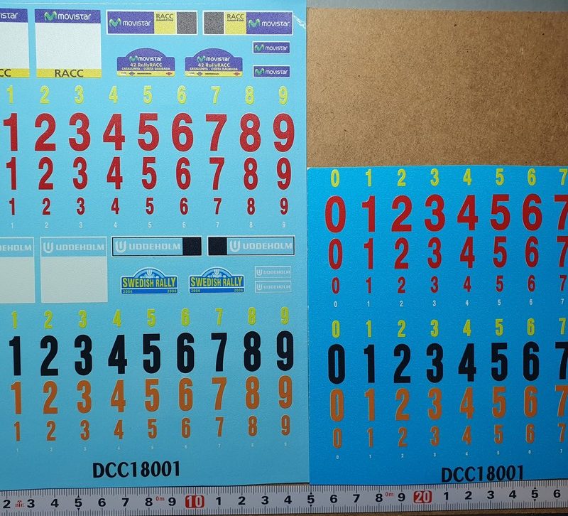 DECALS 1/18 PLAQUES WRC RALLYE CATALOGNE / SUEDE 2006 - COLORADO 18001 UV