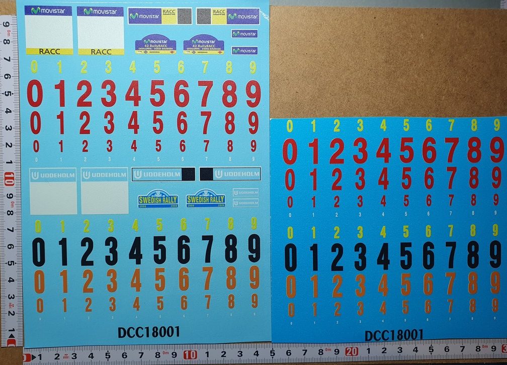 DECALS 1/18 PLAQUES WRC RALLYE CATALOGNE / SUEDE 2006 - COLORADO 18001 UV