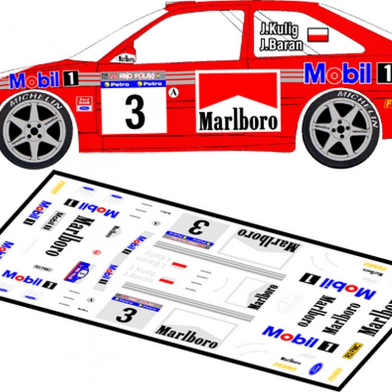 DECALS 1/43 FORD ESCORT WRC - #3 - KULIG - RALLYE DE POLOGNE 1999 - D43129