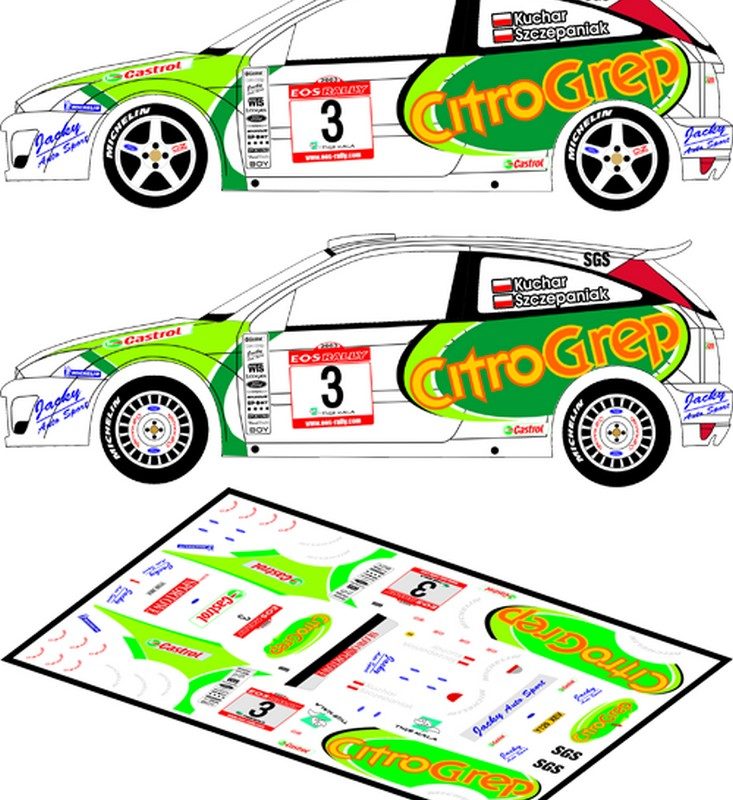 DECALS 1/43 FORD FOCUS RS WRC - #3 - KUCHAR - RALLYE E.O.S 2003 - D43133