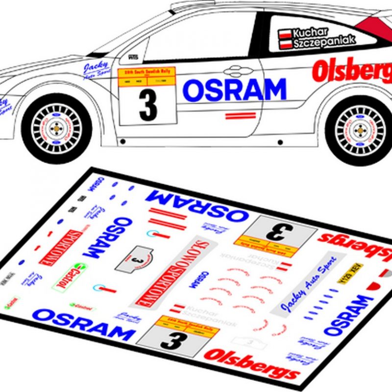 DECALS 1/43 FORD FOCUS RS WRC - #3 - KUCHAR - RALLYE DE SUEDE 2003 - D43138