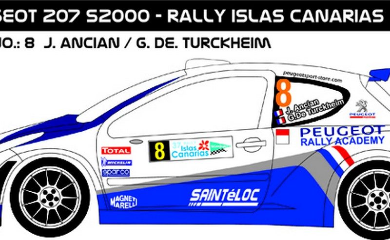 DECALS 1/43 PEUGEOT 207 S2000 - #8 - ANCIAN - RALLYE ILES CANARIES 2013 - D43193