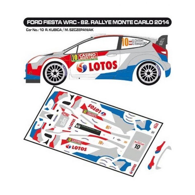 DECALS 1/43 FORD FIESTA WRC - #10 - KUBICA - RALLYE MONTE CARLO 2014 - D43274