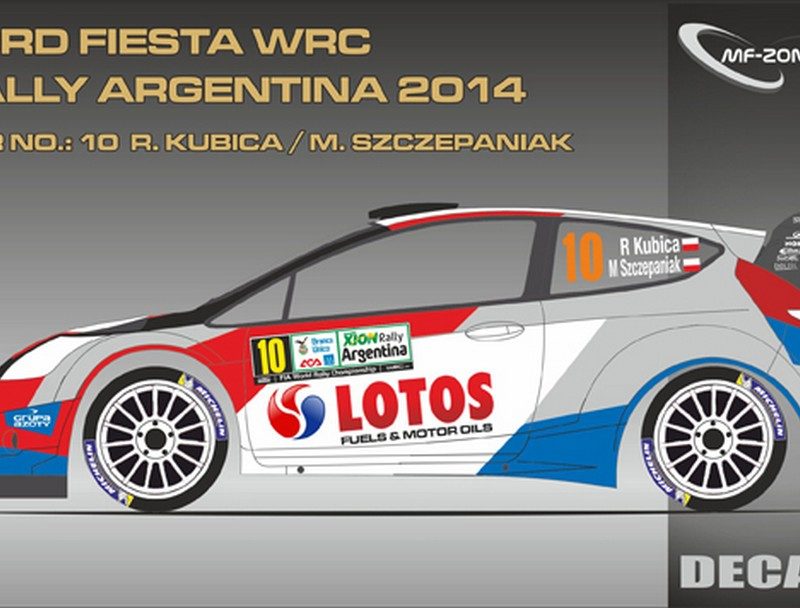 DECALS 1/43 FORD FIESTA WRC - #10 - KUBICA - RALLYE ARGENTINE 2014 - D43320
