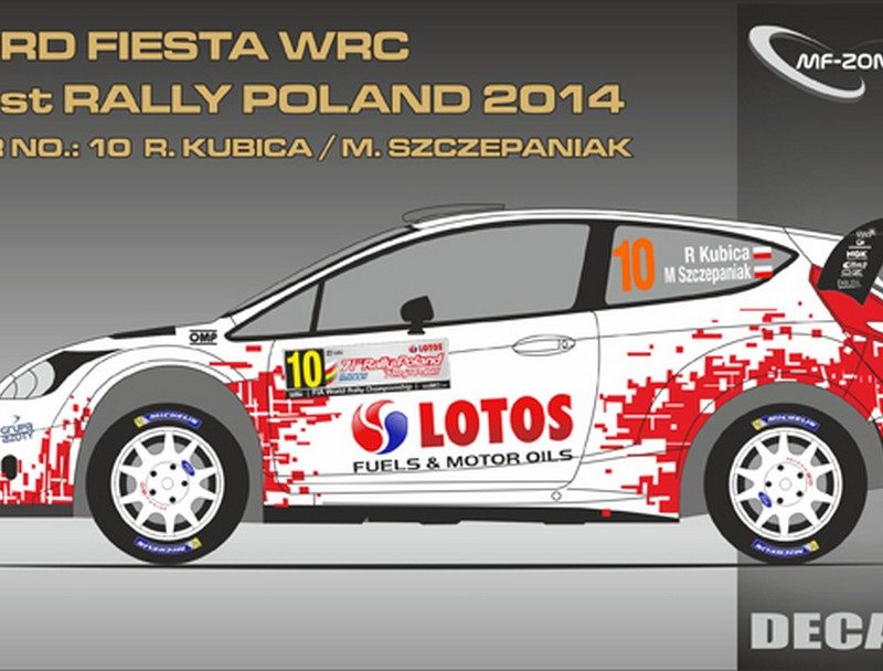 DECALS 1/43 FORD FIESTA WRC - #10 - KUBICA - RALLYE DE POLOGNE 2014 - D43323