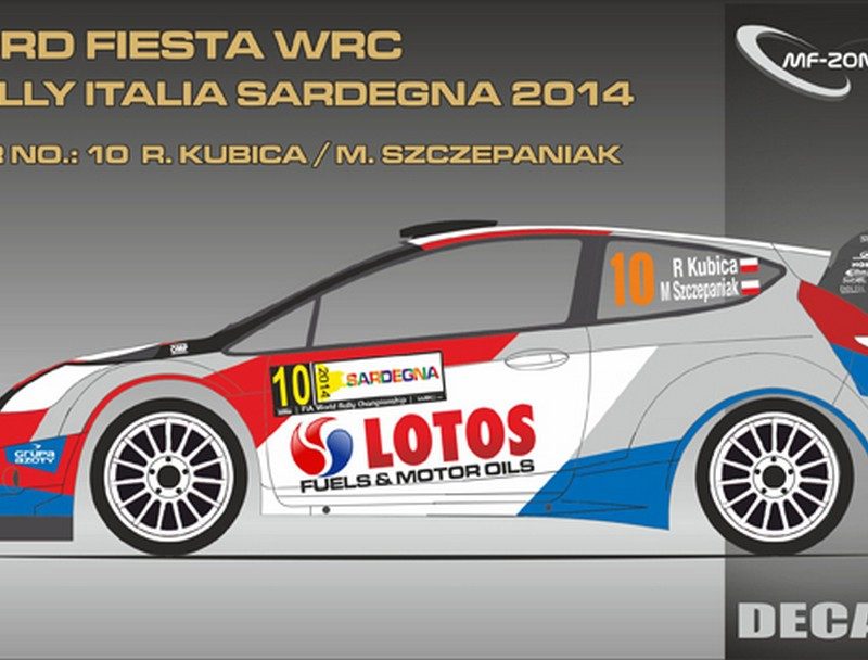 DECALS 1/43 FORD FIESTA WRC - #10 - KUBICA - RALLYE DE SARDAIGNE 2014 - D43329