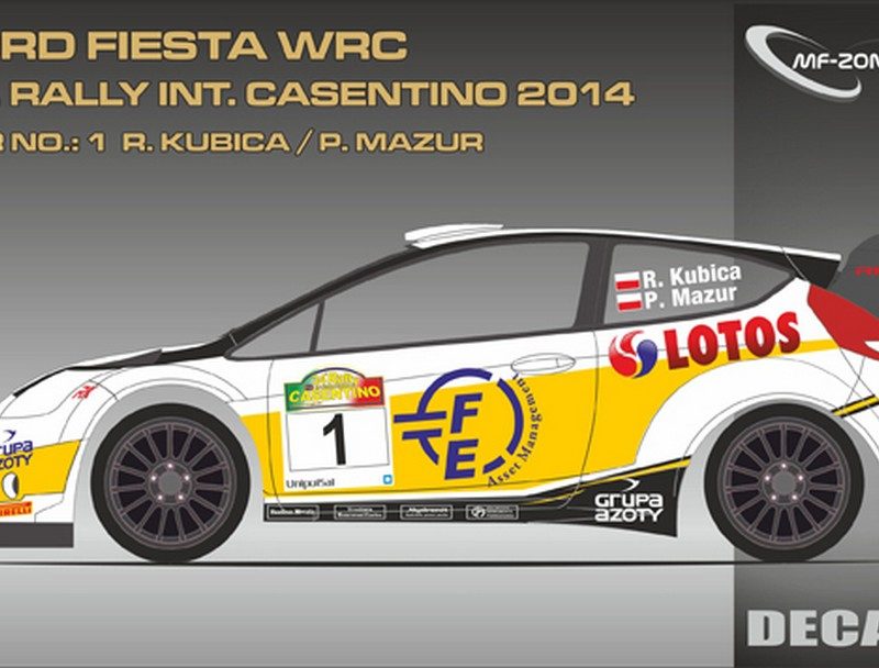 DECALS 1/43 FORD FIESTA WRC - #1 - KUBICA - RALLYE INTER CASENTINO 2014 - D43338