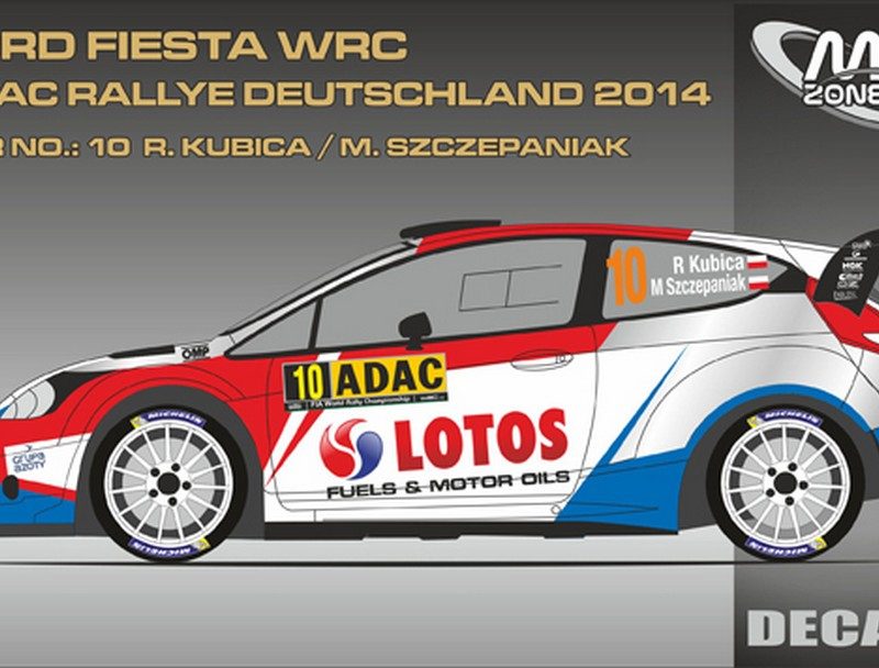 DECALS 1/43 FORD FIESTA WRC #10 - KUBICA - RALLYE ADAC 2014 - D43341