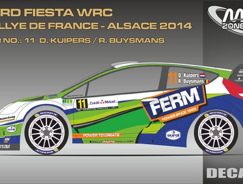 DECALS 1/43 FORD FIESTA WRC - #11- KUIPERS - RALLYE DE FRANCE 2014 - D43357