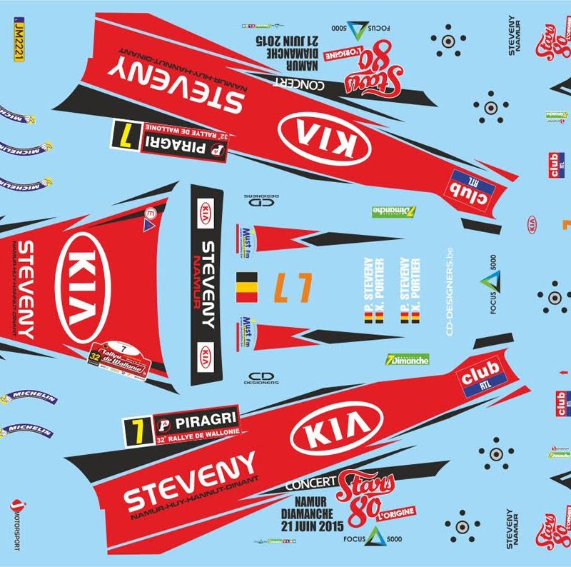 DECALS 1/43 FORD FIESTA R5 - #7 - STEVENY - RALLYE DE WALLONIE 2015 - D43389