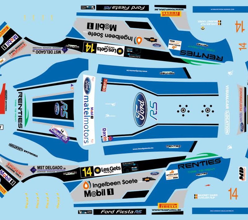 DECALS 1/43 FORD FIESTA R5 - #14 - BAUGNET - RALLYE DU CONDROZ 2015 - D43398