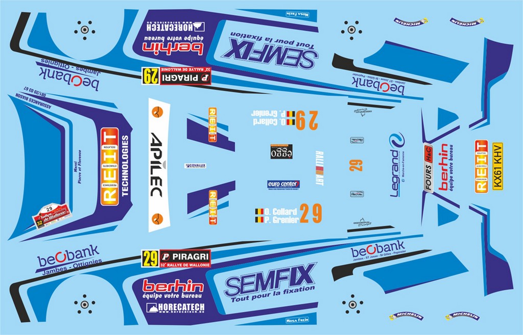 DECALS 1/43 MITSUBISHI LANCER - #29 - COLLARD - RALLYE DE WALLONIE 2015 - D43411