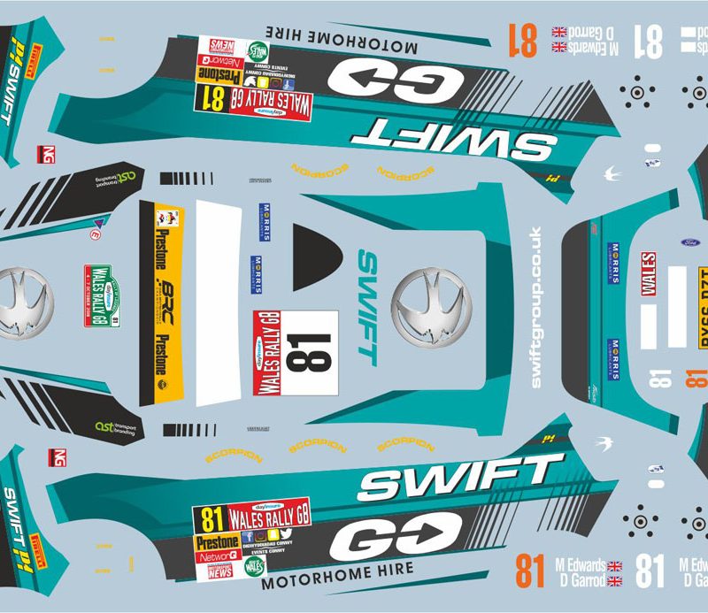 DECALS 1/43 FORD FIESTA R5 - #81 - EDWARDS - RALLYE WALES GB 2018 - D43432