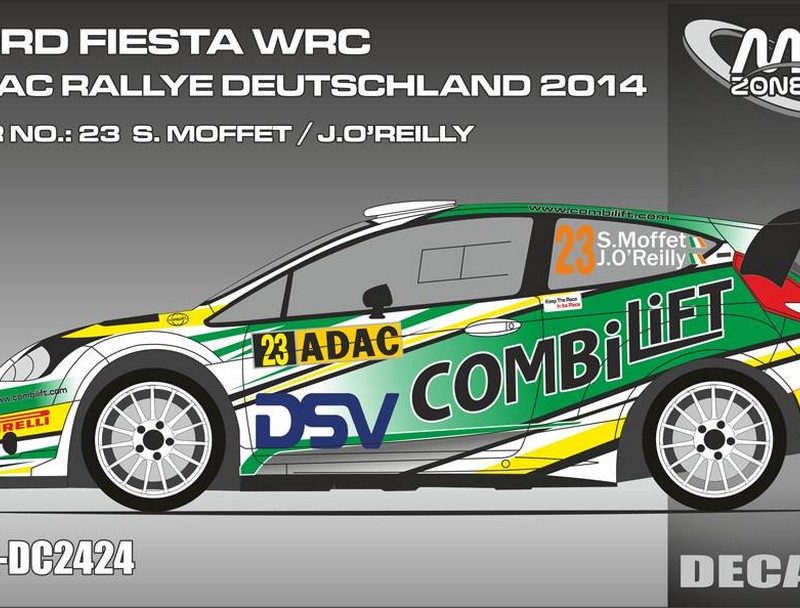 DECALS 1/24 FORD FIESTA WRC #23 - MOFFETT - RALLYE ADAC ALLEMAGNE 2014 - DC2424