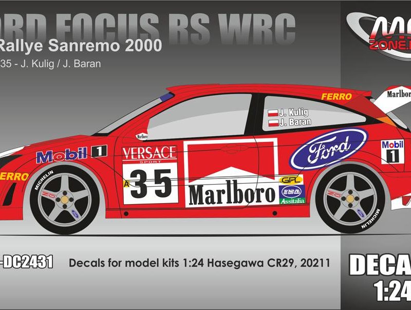 DECALS 1/24 FORD FOCUS RS WRC - #35 - KULIG - RALLYE DE SANREMO 2000 - DC2431