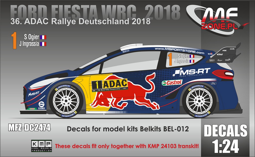 DECALS 1/24 FORD FIESTA WRC #1- OGIER - RALLYE ADAC ALLEMAGNE 2018 - DC2474
