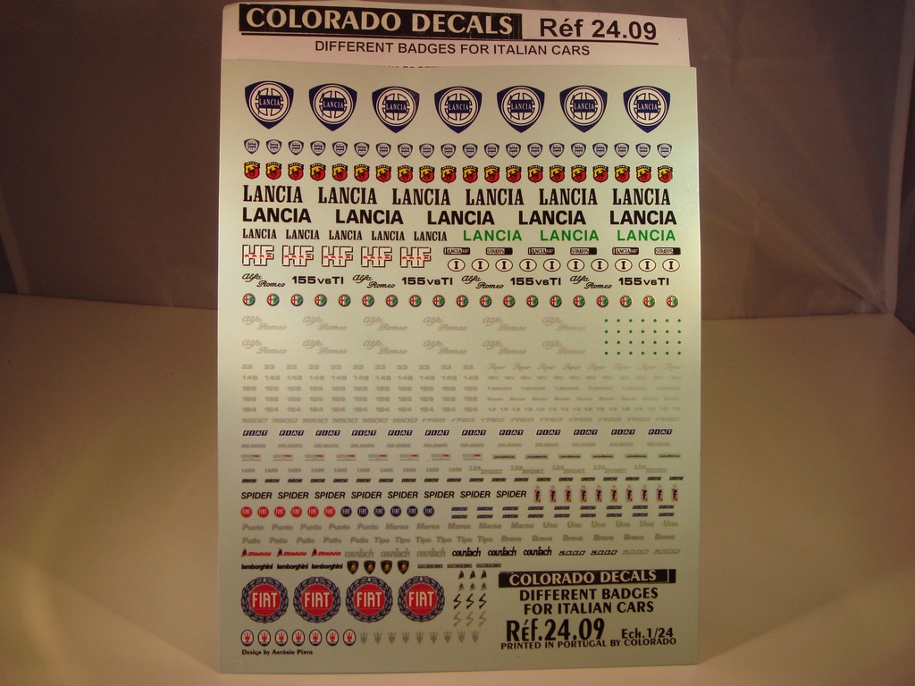 DECALS 1/24 LOGOS ECUSSONS VOITURES ITALIENNES / BADGES ITALIAN CARS - COLORADO 2409