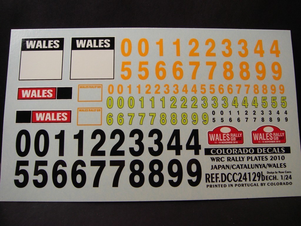 DECALS 1/24 PLAQUES RALLYE WRC 2010 - JAPON/CATALOGNE/WALES - COLORADO 24129 – Image 2