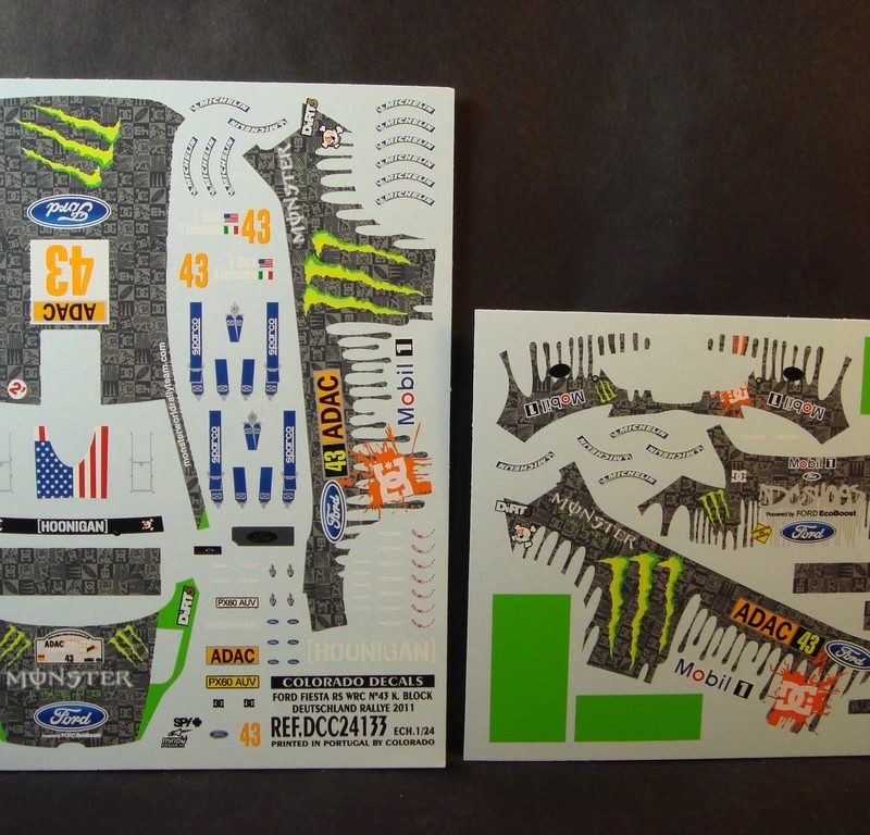 DECALS 1/24 FORD FIESTA RS WRC – #43 – K.BLOCK – RALLYE ALLEMAGNE 2011 – COLORADO 24133 UV
