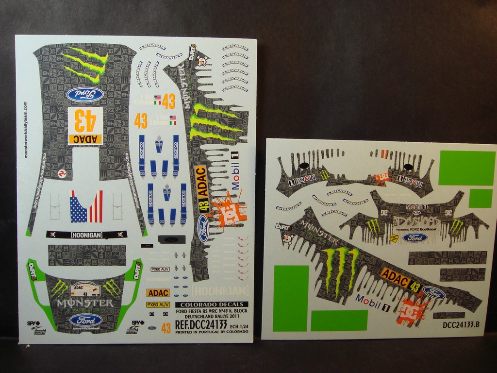 DECALS 1/24 FORD FIESTA RS WRC – #43 – K.BLOCK – RALLYE ALLEMAGNE 2011 – COLORADO 24133 UV