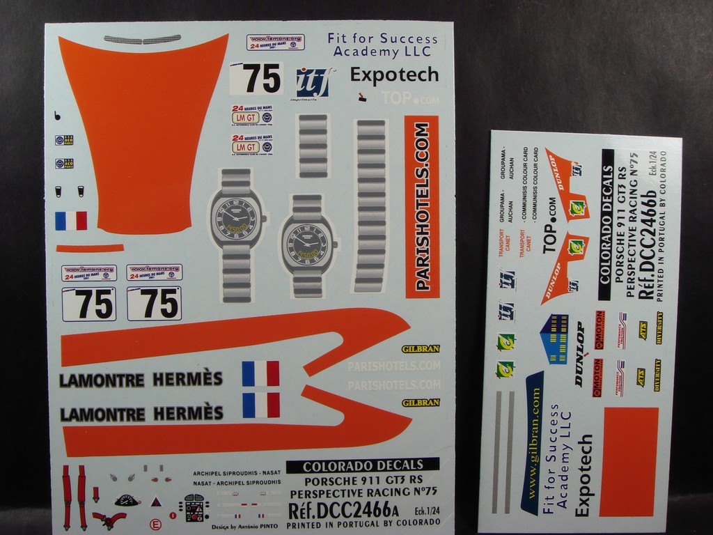DECALS 1/24 PORSCHE 911 GT3 RS - #75 - "PERSPECTIVE RACING" - LE MANS 2001 - COLORADO 2466