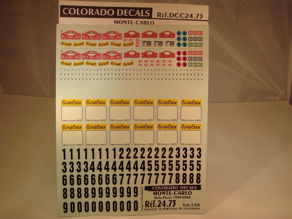 DECALS 1/24 PLAQUES RALLYE MONTE CARLO 1999 / 2000 - COLORADO 2473