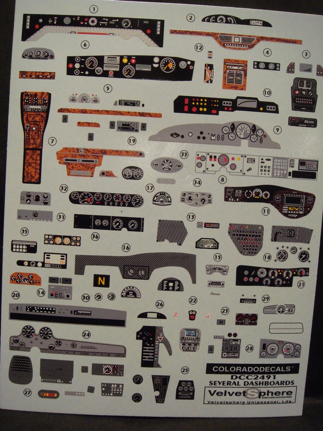 DECALS 1/24 DIFFÉRENTS TABLEAUX DE BORD - COLORADO 2491