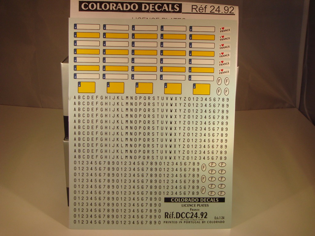 DECALS 1/24 PLAQUES IMMATRICULATIONS FRANCE à composer - COLORADO 2492
