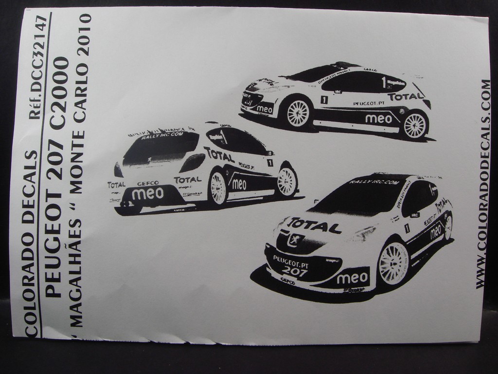 DECALS 1/32 PEUGEOT 207 S2000 – #9 – MAGALHAES – MONTE CARLO 2010 – COLORADO 32147 – Image 2
