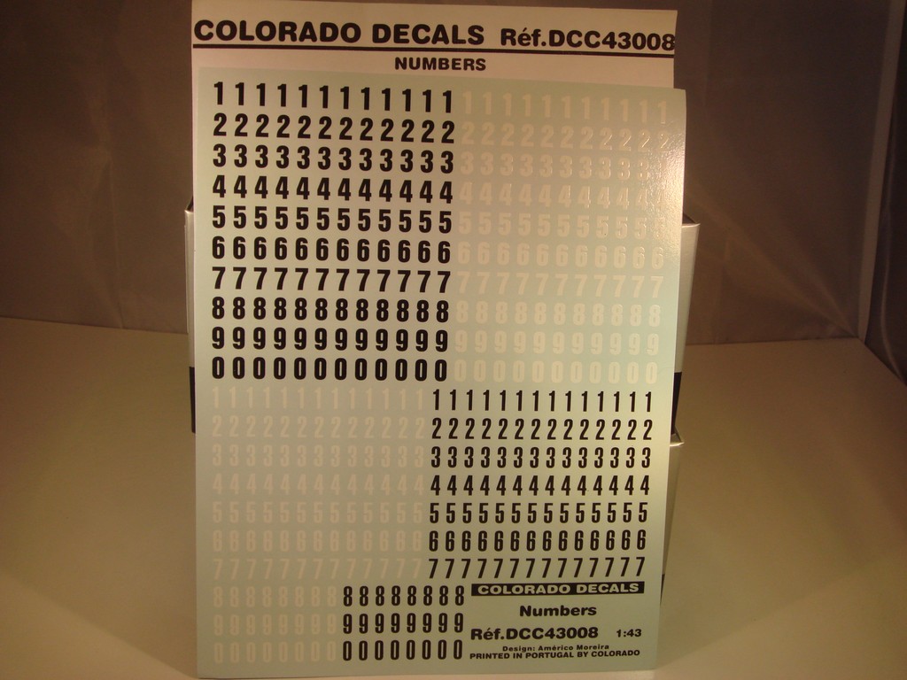 Decalcomanie Decals Chiffres noirs 8 mm Typo MARTINI Numeros Black numbers