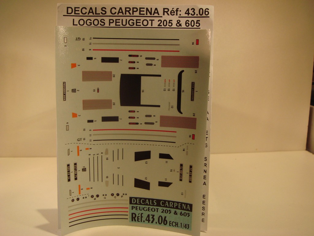 DECALS 1/43 PEUGEOT 205 GTI / XS/ GT + PEUGEOT 605 SV24 - COLORADO 4306