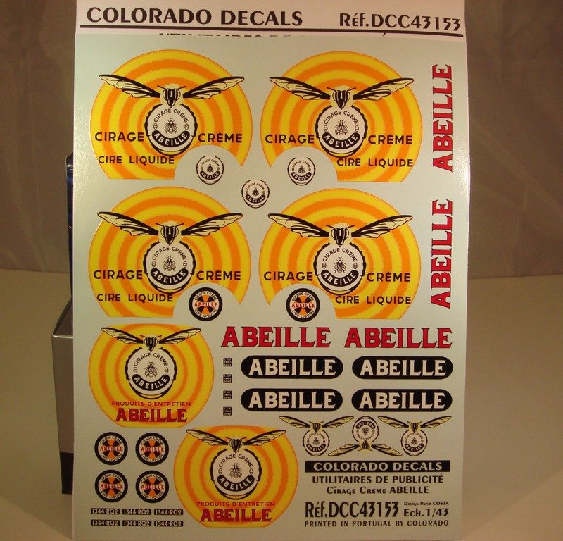 DECALS 1/43 PUB UTILITAIRES CREME " CIRAGE ABEILLE " - COLORADO 43153