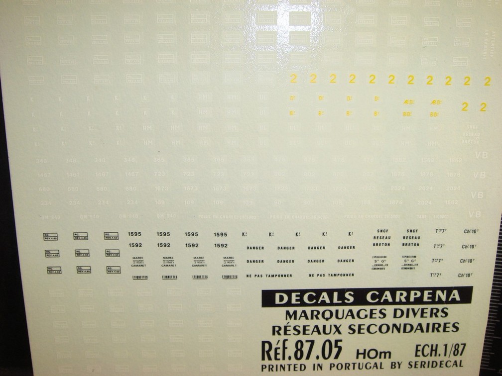 DECALS TRAIN 1/87 MARQUAGES DIVERS RÉSEAUX SECONDAIRES - CARPENA 8705 – Image 2