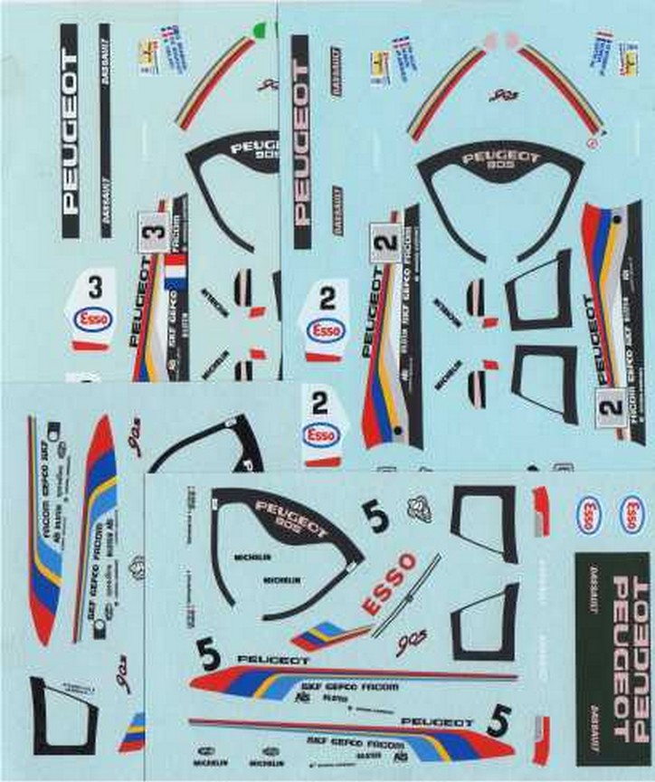 LOT DECALS 1/43 PEUGEOT 905 ENDURANCE LE MANS - COLORADO DCV016