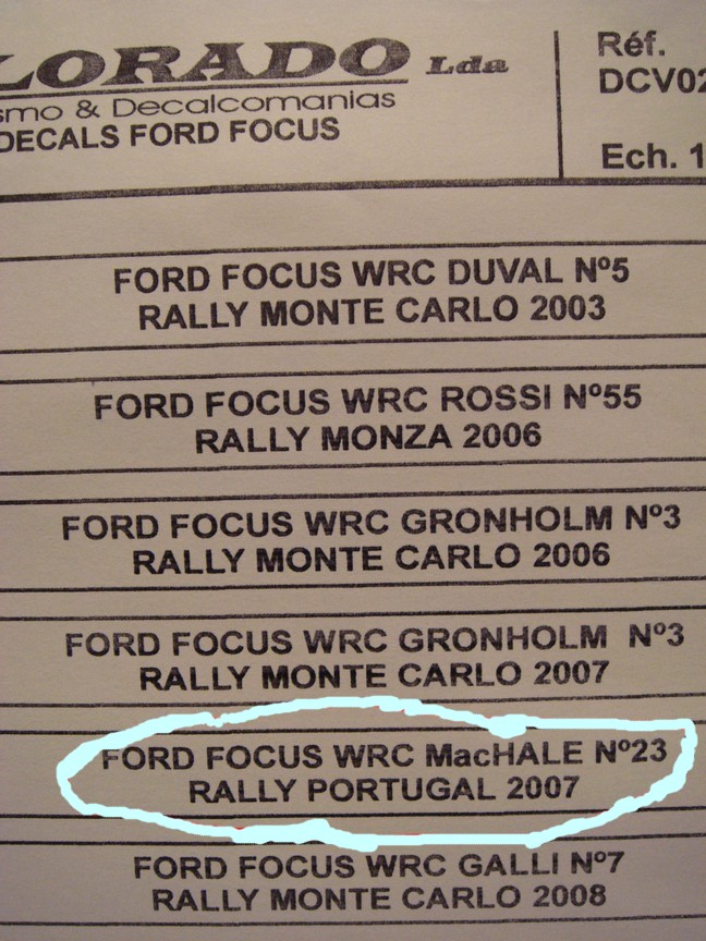 LOT DIVERS DECALS 1/43 FORD FOCUS RS WRC - COLORADO DCV025 – Image 2