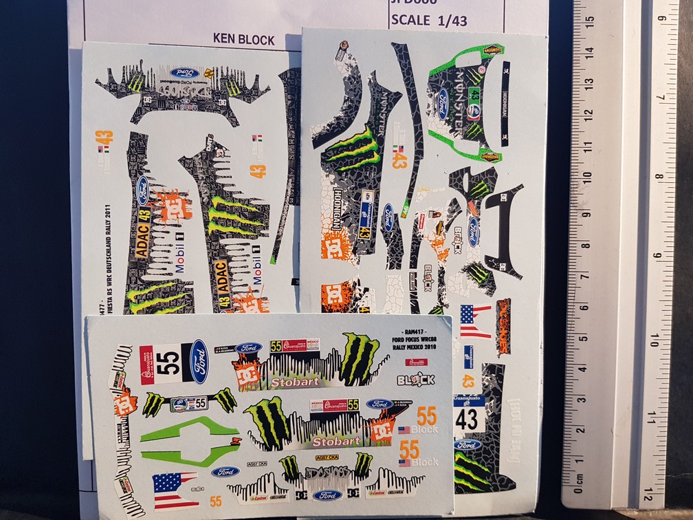 LOT 3 DIVERS DECALS 1/43 FORD FIESTA / FOCUS WRC - KEN BLOCK - JFD006