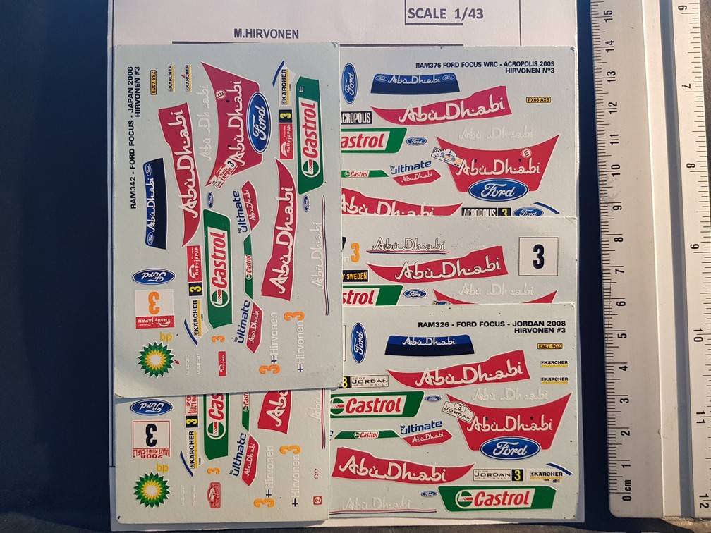 LOT 5 DECALS 1/43 FORD FOCUS WRC - HIRVONEN - JFD009