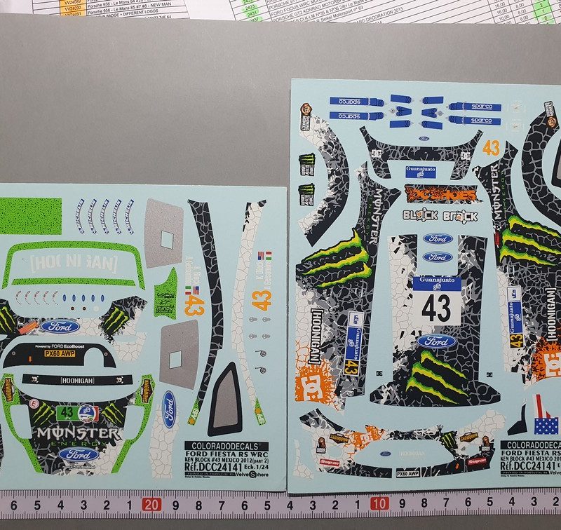 DECALS 1/24 FORD FIESTA WRC - #43 - KEN BLOCK - MEXICO 2012 - COLORADO 24141