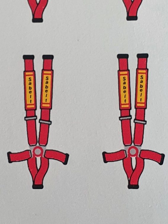 ANCIENS/OLD DECALS 1/43  HARNAIS DE SECURITE 5 POINTS ROUGE - CARPENA DCC5 – Image 2