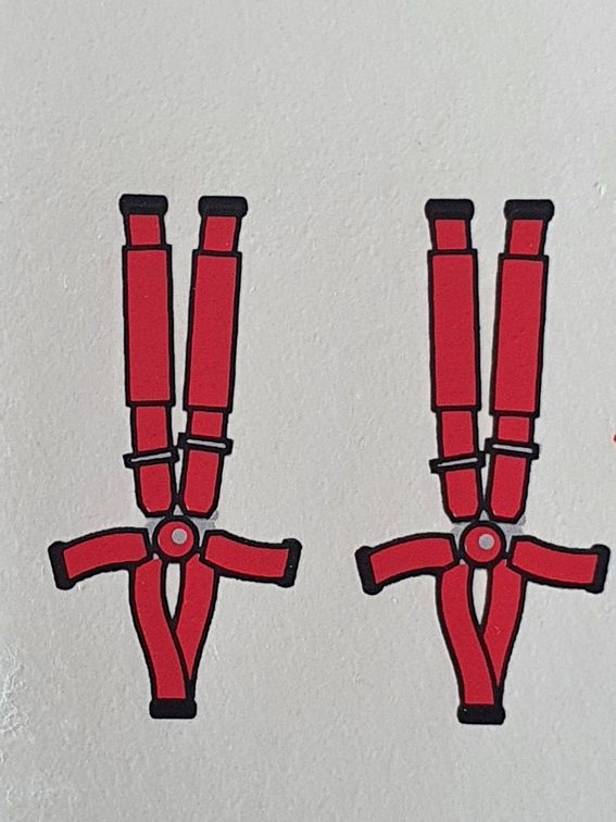 ANCIENS/OLD DECALS 1/43  HARNAIS DE SECURITE 5 POINTS ROUGE - CARPENA DCC6 – Image 2