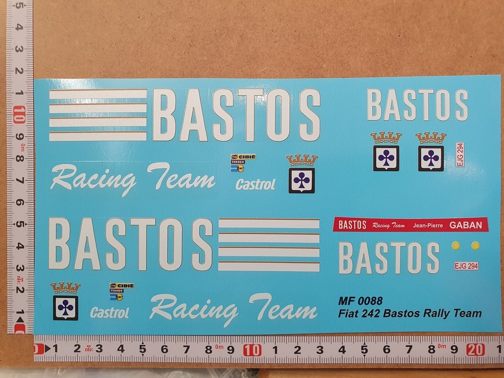 DECALS 1/24 FIAT 242 ASSISTANCE " BASTOS RACING TEAM " - COLORADO MC24017 UV